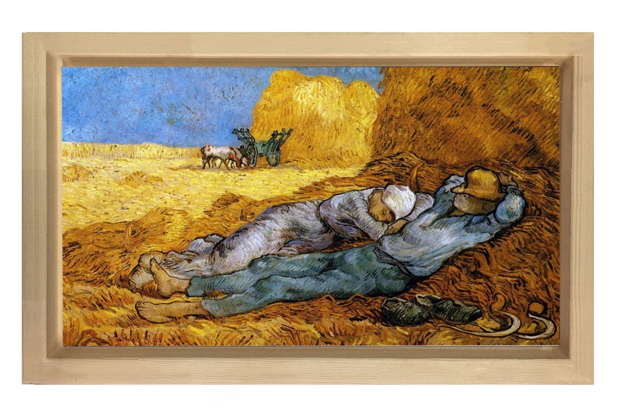 İş Sonrası Dinlenme Tablosu Naturel Ahşap Çerçeve - 45x30