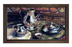 Geleneksel Tepsi Tablosu Kahverengi Ahşap - 50x90