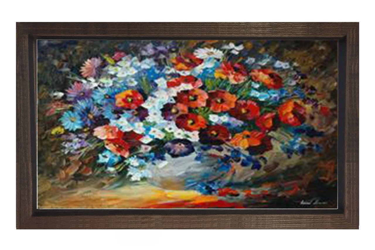 Vazoda Çiçek Tablosu Kahverengi Ahşap - 50x90