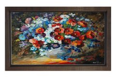 Vazoda Çiçek Tablosu Kahverengi Ahşap - 50x90