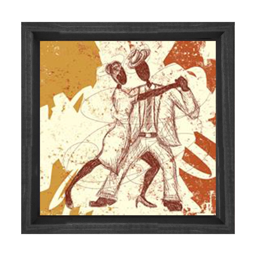 Soyut Tango Tablosu Siyah Ahşap Çerçeve - 60x60
