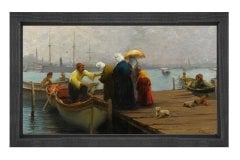 Cariyeler Kayığı Tablosu Siyah Ahşap - 70x100