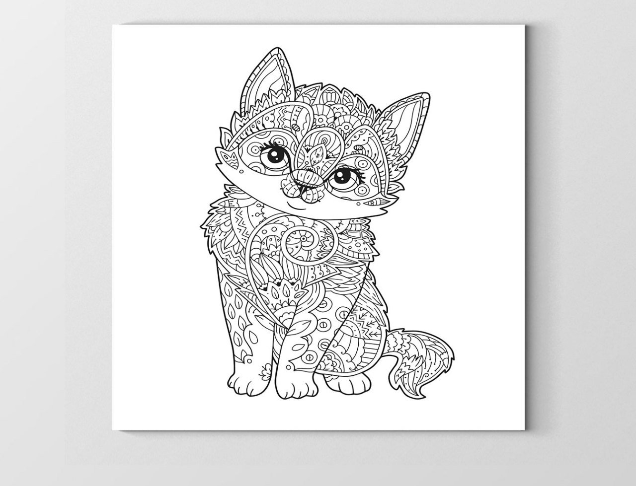 Mandala Kedi Tablosu Çerçevesiz - 80x80