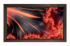 Kırmızı soyut çiçek Tablosu Kahverengi Ahşap Çerçeve - 50x70