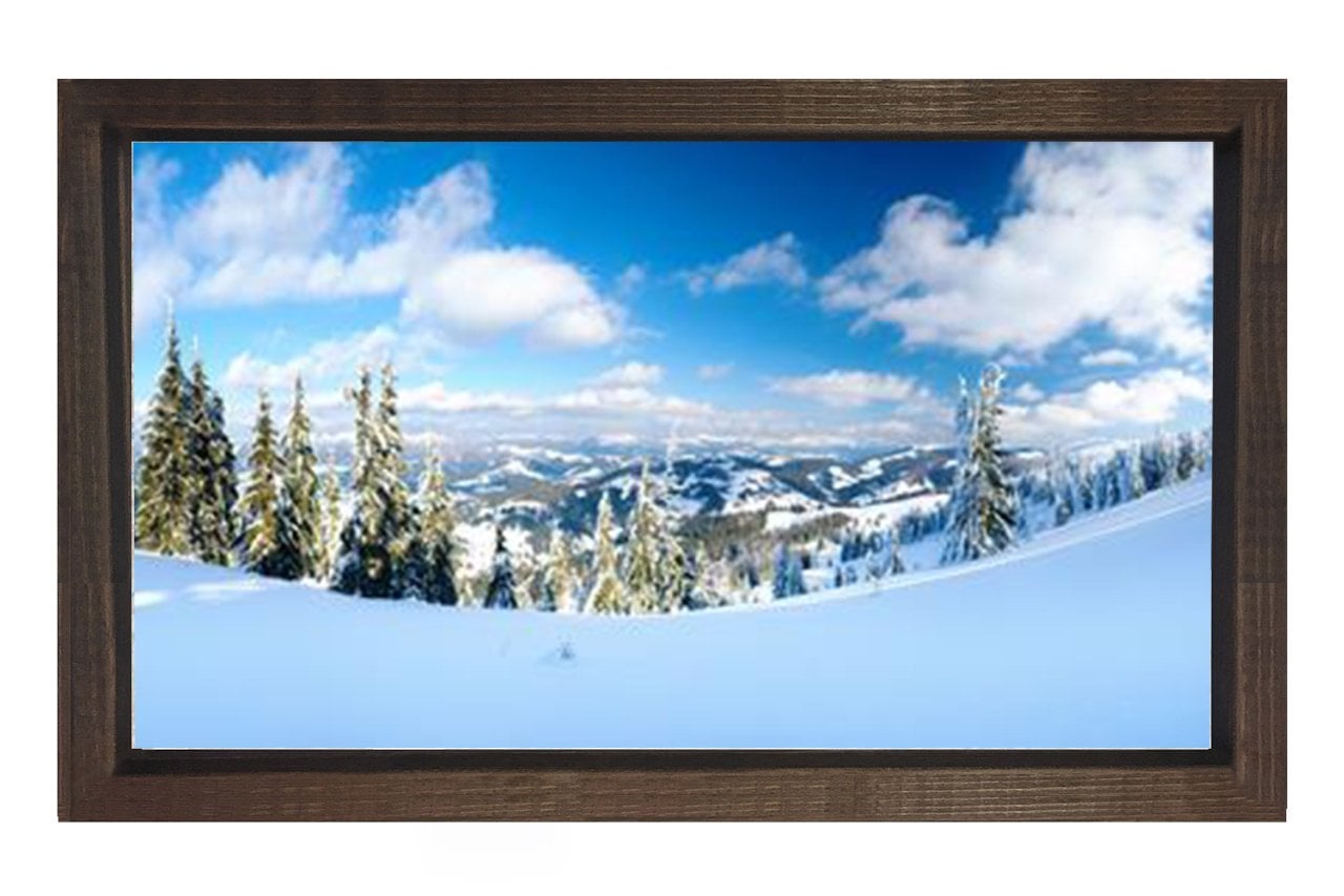 Kar Manzarası Tablosu Kahverengi Ahşap Çerçeve - 50x70