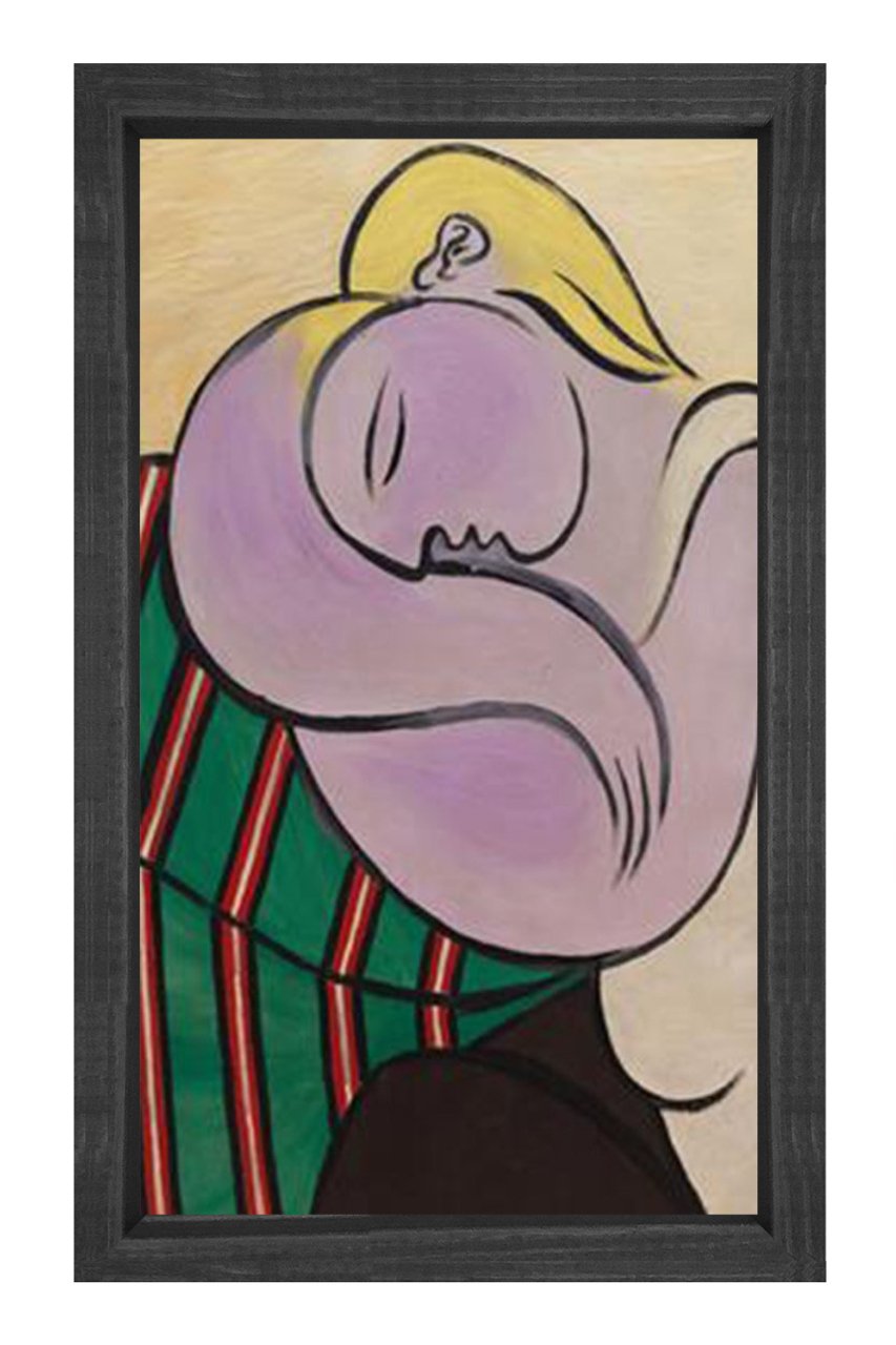 Sarı Saçlı Kadın Tablosu Siyah Ahşap - 100x200