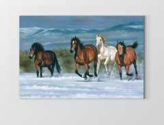 Nehir Atları Tablo Tablosu Çerçevesiz - 45x30
