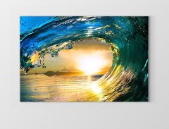 Deniz Dalgası Ve Güneş Tablosu Çerçevesiz - 40x60
