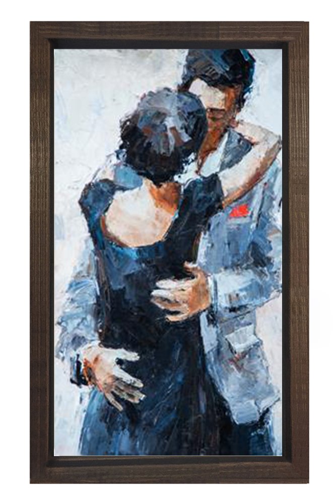 Romantik Dans Tablosu Kahverengi Ahşap Çerçeve - 50x90