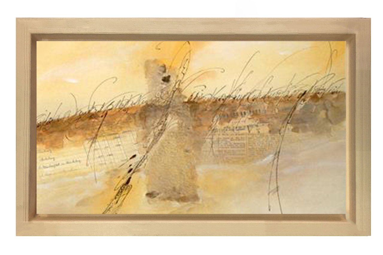 Soyut Reprodüksiyon Tablosu Naturel Ahşap - 50x70