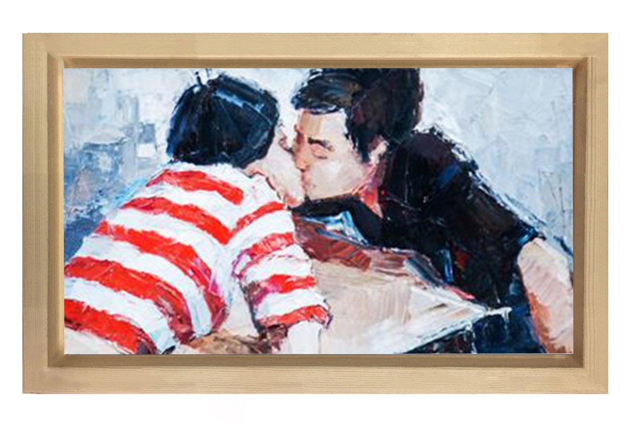 Sevgililer Tablosu Naturel Ahşap Çerçeve - 50x70
