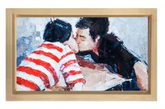 Sevgililer Tablosu Naturel Ahşap Çerçeve - 50x70