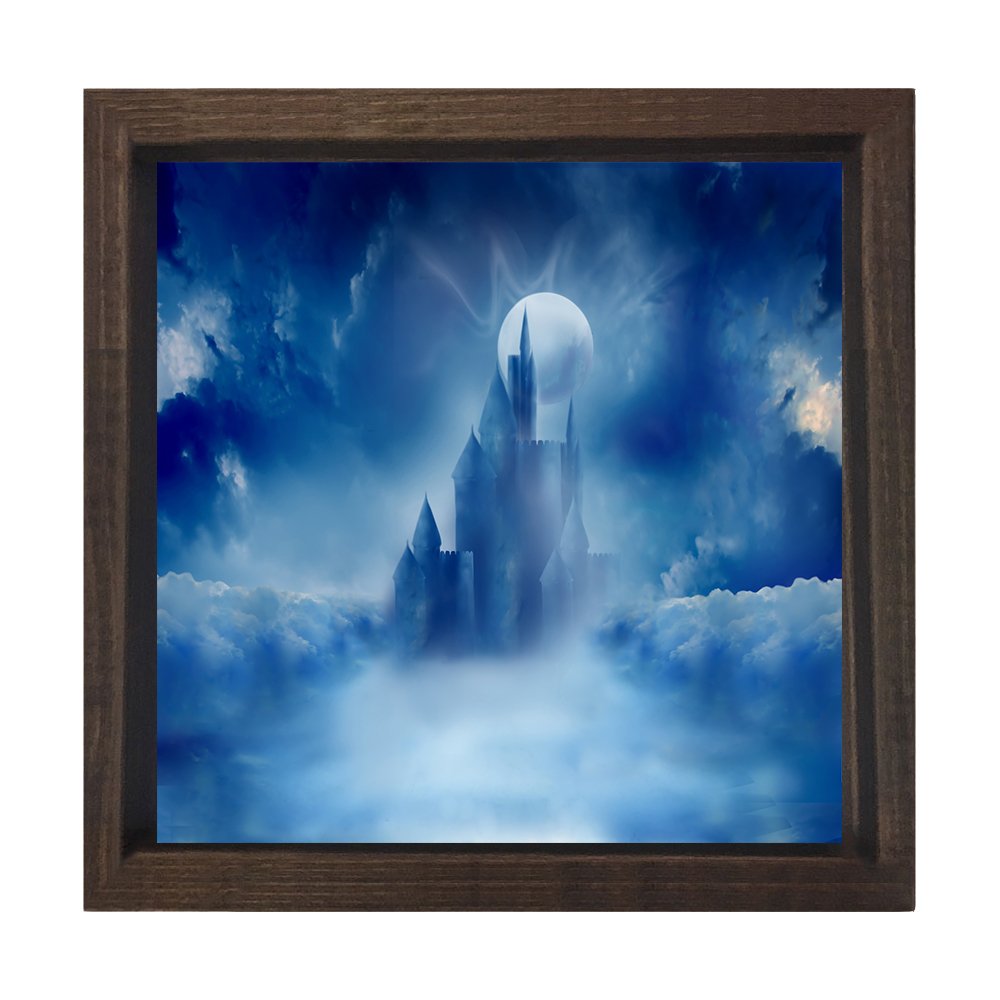 Gökyüzü Kalesi Tablosu Kahverengi Ahşap Çerçeve - 40x60