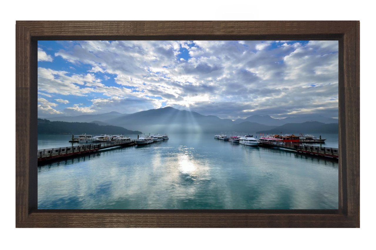 Gökyüzü Ve Göl Manzarası Tablosu Kahverengi Ahşap - 45x30