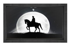 Atatürk ve Ay Tablosu Siyah Ahşap - 50x70