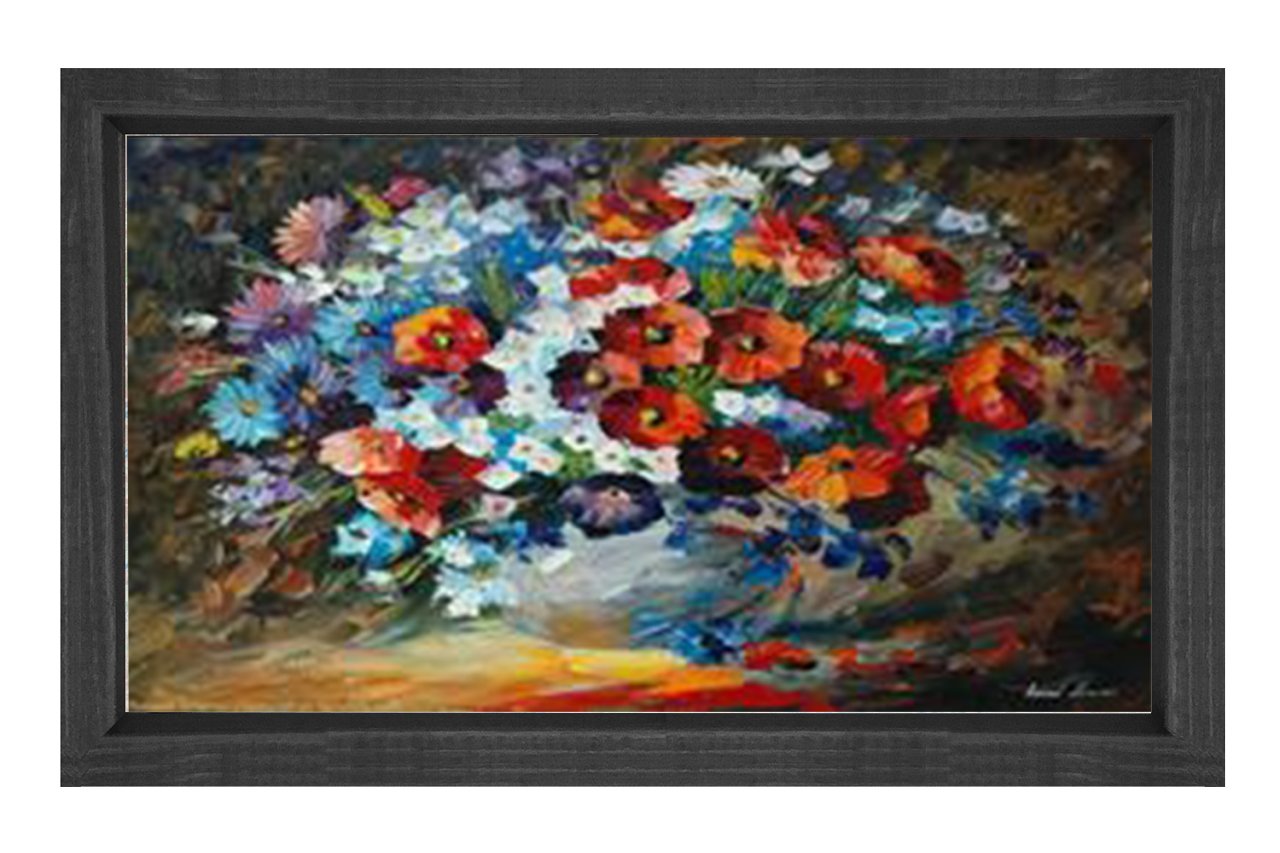 Vazoda Çiçek Tablosu Siyah Ahşap - 100x150