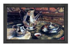 Geleneksel Tepsi Tablosu Siyah Ahşap - 100x200