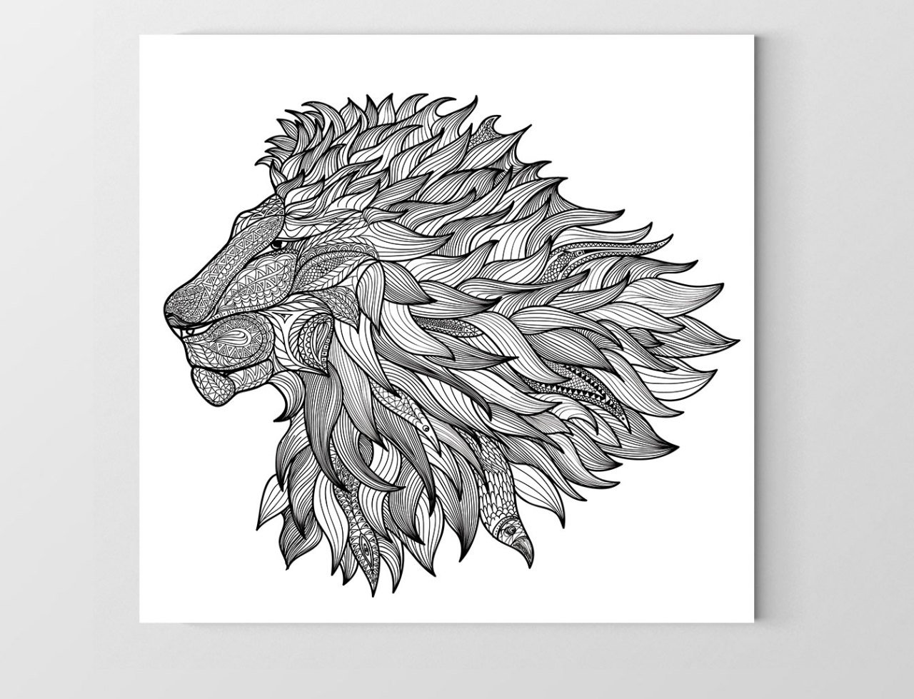 Mandala Aslan Tablosu Çerçevesiz - 90x90