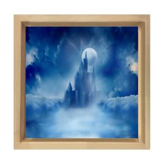 Gökyüzü Kalesi Tablosu Naturel Ahşap Çerçeve - 100x200