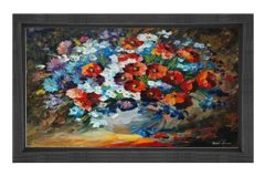 Vazoda Çiçek Tablosu Siyah Ahşap - 45x30