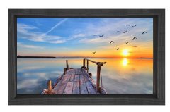 Güneş Batımı ve İskele Tablosu Siyah Ahşap Çerçeve - 45x30
