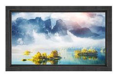 Dağ Ve Kıyı Manzarası Tablosu Siyah Ahşap Çerçeve - 70x100