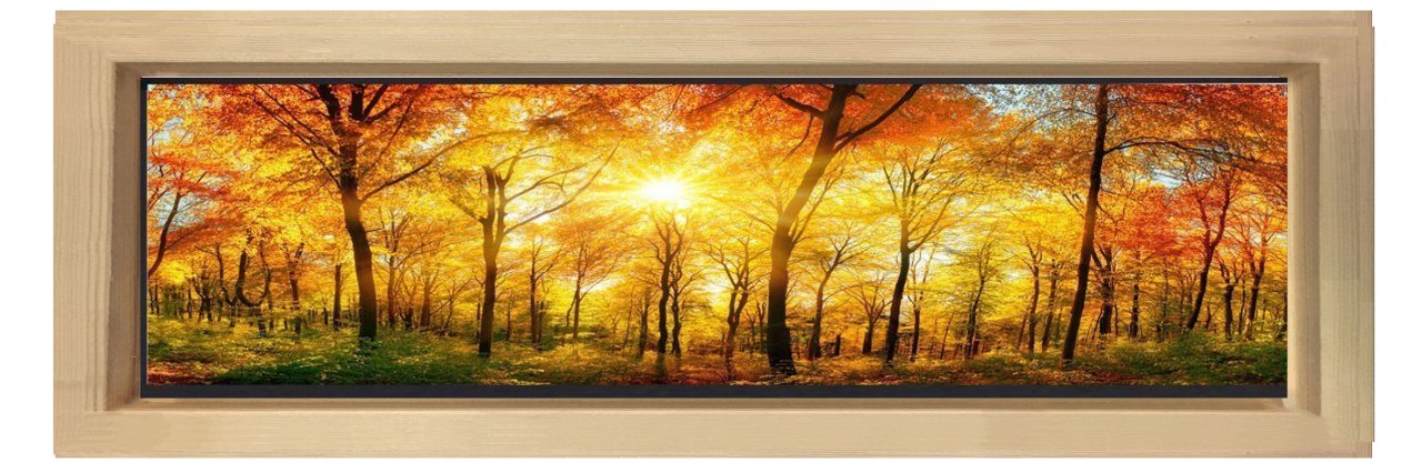 Sonbahar Ormanı Tablosu Naturel Ahşap Çerçeve - 120x40