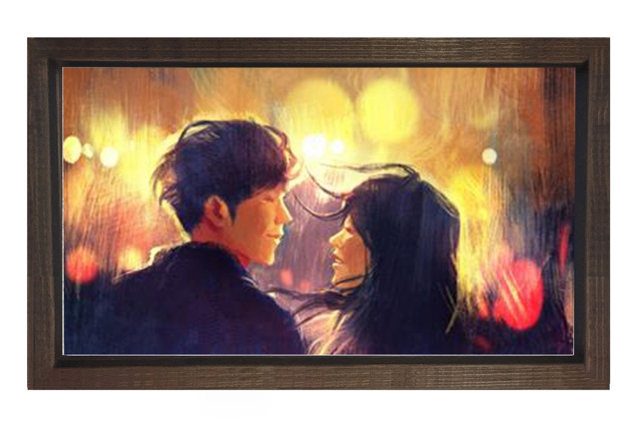 Aşıklar Tablosu Kahverengi Ahşap Çerçeve - 100x150