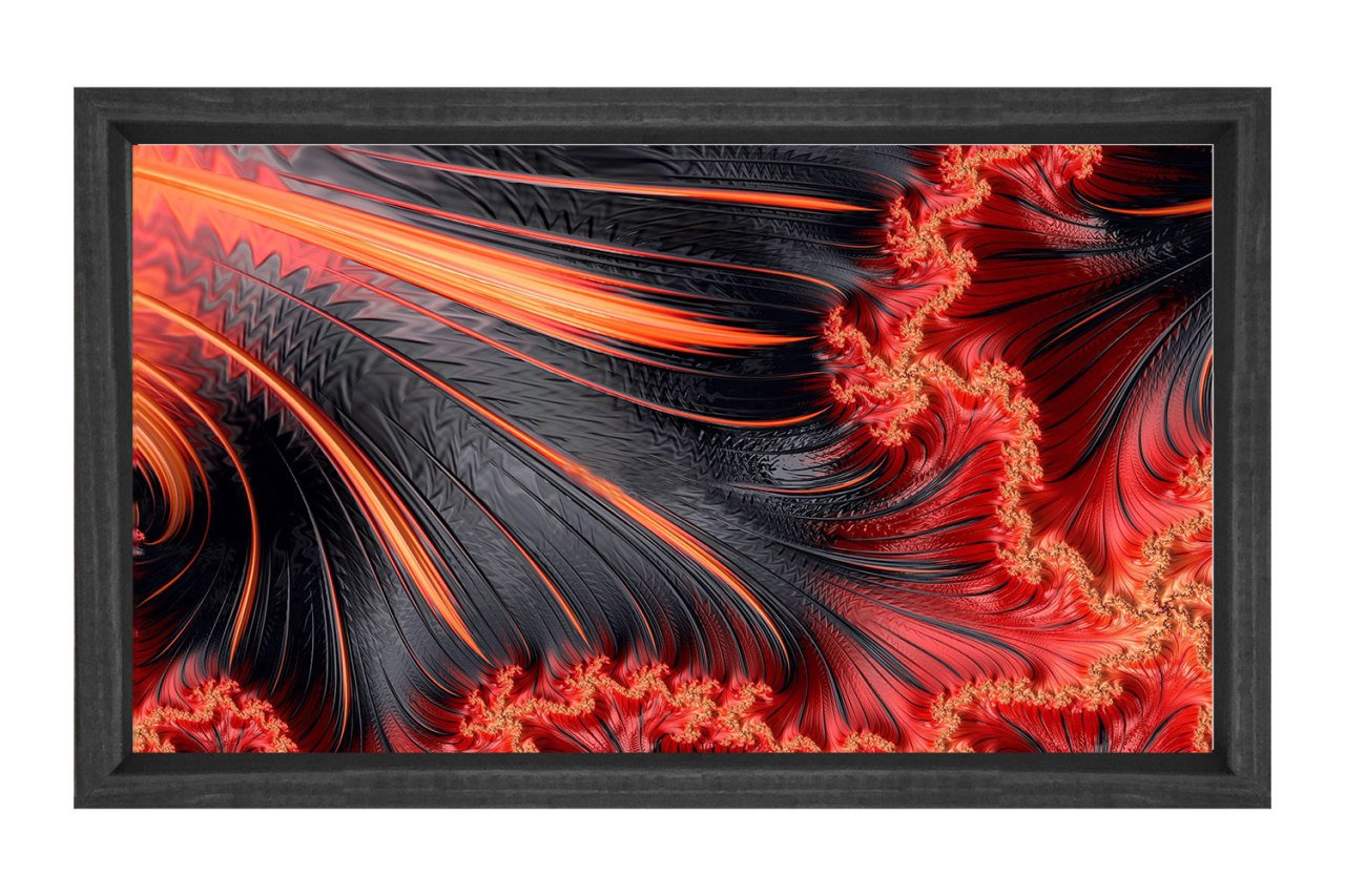 Kırmızı soyut çiçek Tablosu Siyah Ahşap Çerçeve - 45x30