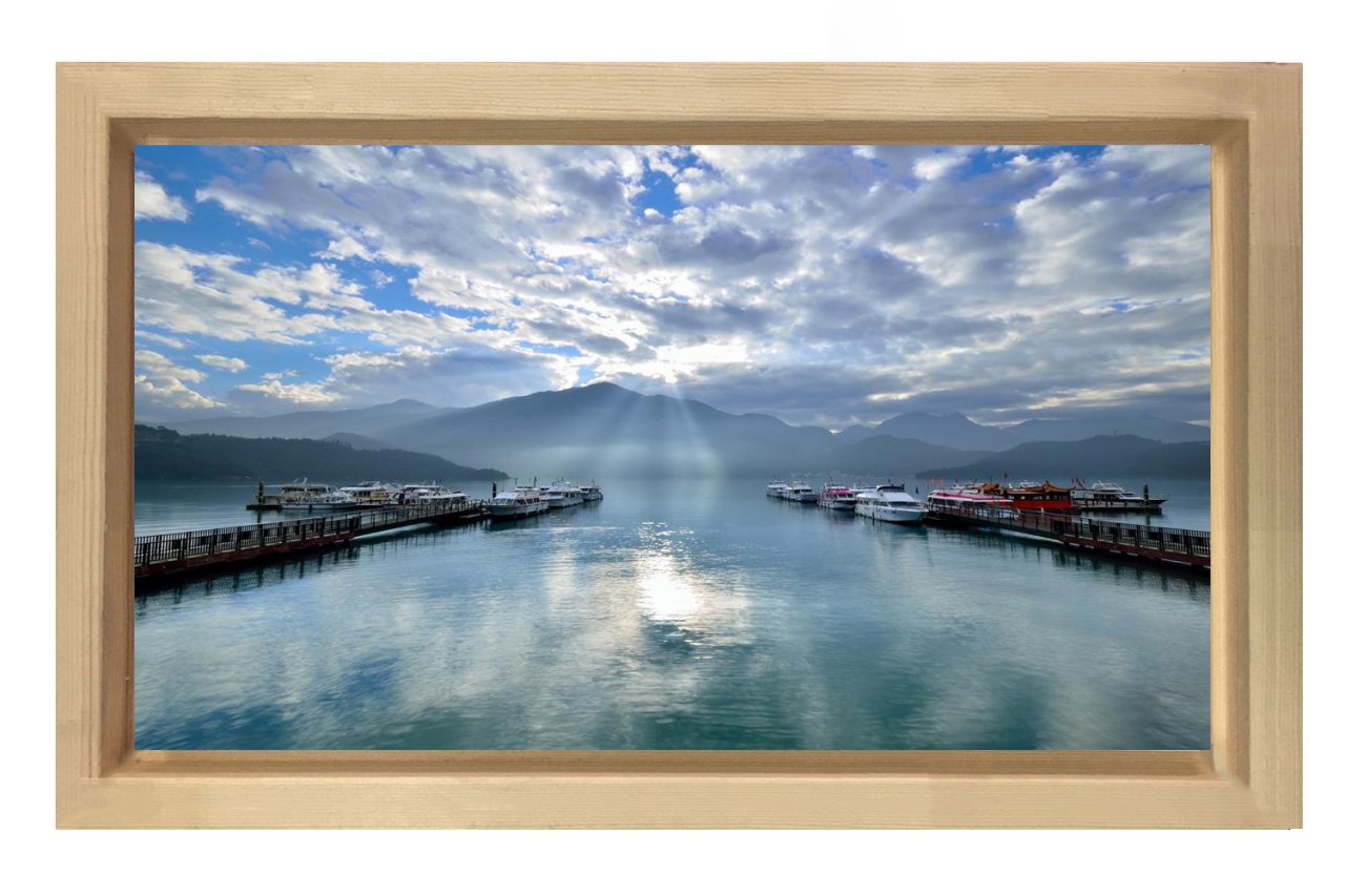 Gökyüzü Ve Göl Manzarası Tablosu Naturel Ahşap - 70x100