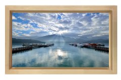 Gökyüzü Ve Göl Manzarası Tablosu Naturel Ahşap - 70x100