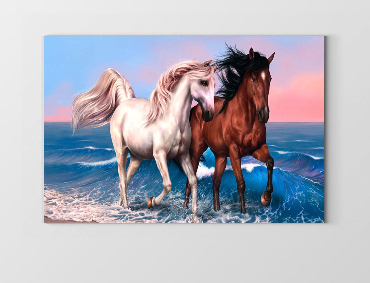 At Çifti Tablosu Çerçevesiz - 40x60
