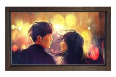 Aşıklar Tablosu Kahverengi Ahşap Çerçeve - 50x70