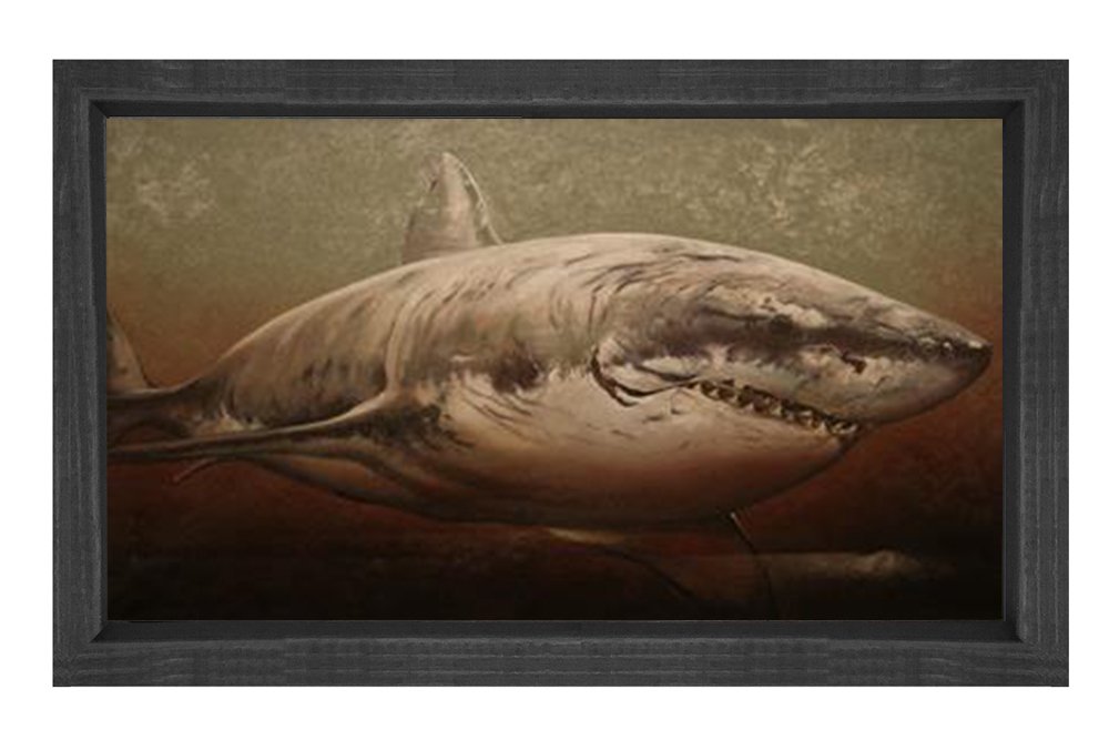 Köpek Balığı Tablosu Siyah Ahşap - 40x60