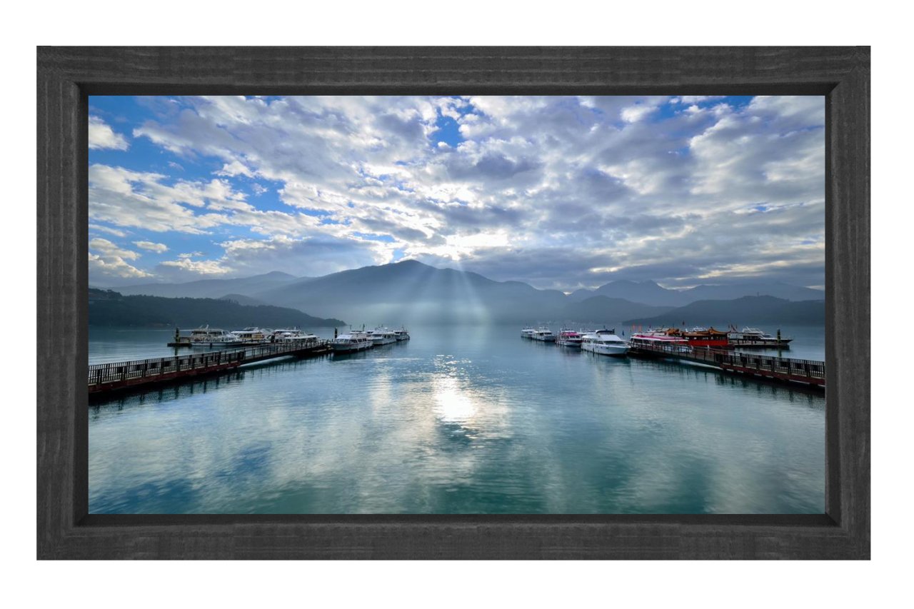 Gökyüzü Ve Göl Manzarası Tablosu Siyah Ahşap - 40x60