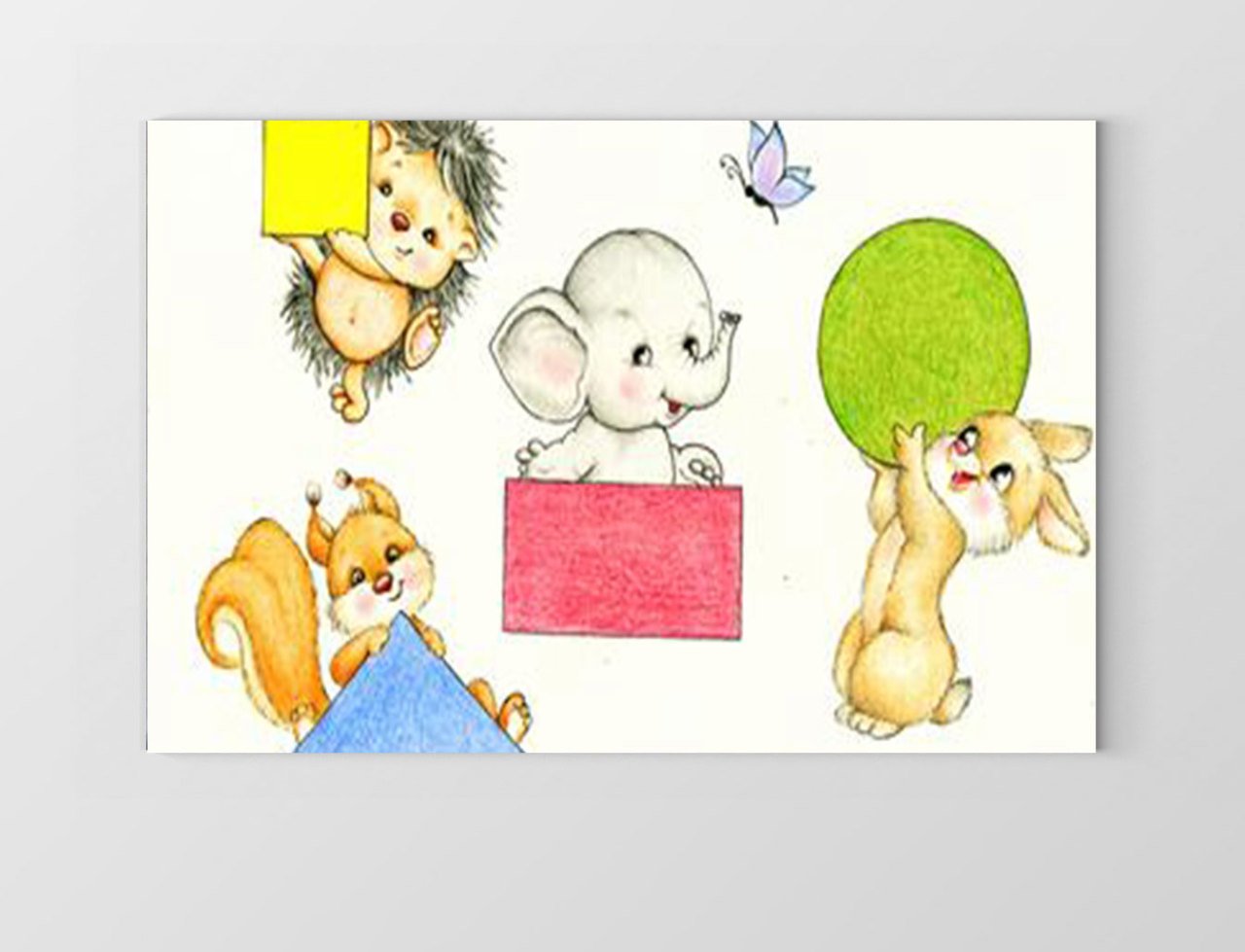 Hayvanlar Ve Renkli Şekiller Tablosu Çerçevesiz - 50x70