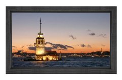 Kız Kulesi ve Gün Batımı Tablosu Siyah Ahşap Çerçeve - 70x100