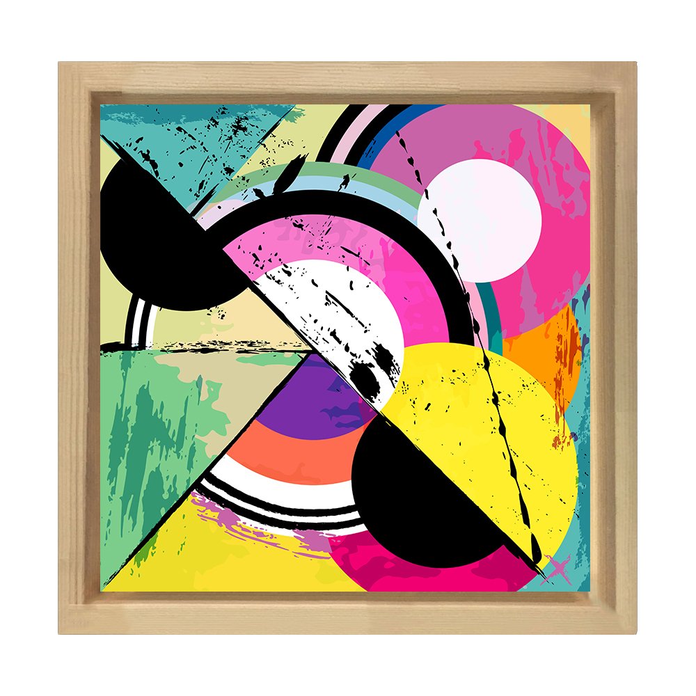 Soyut Reprodüksiyon Tablosu Naturel Ahşap Çerçeve - 60x60