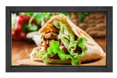 Lezzetli Döner Tablosu Siyah Ahşap - 50x70
