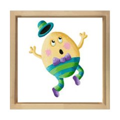 Şaşkın Yumurta Tablosu Naturel Ahşap Çerçeve - 70x70
