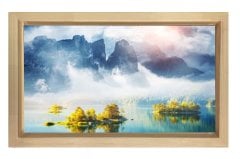 Dağ Ve Kıyı Manzarası Tablosu Naturel Ahşap Çerçeve - 100x150