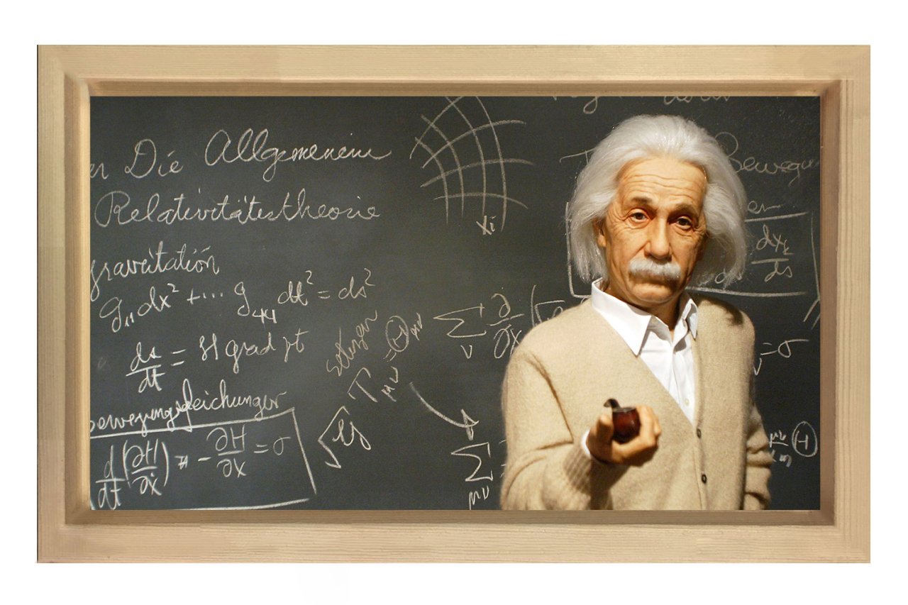 Albert Einstein ve Formüller Tablosu Naturel Ahşap Çerçeve - 40x60