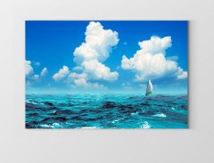 Berrak Deniz Yelkenli Tablosu Çerçevesiz - 50x90