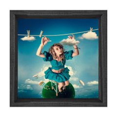 Kadın ve Yaşam Tablosu Siyah Ahşap Çerçeve - 80x80