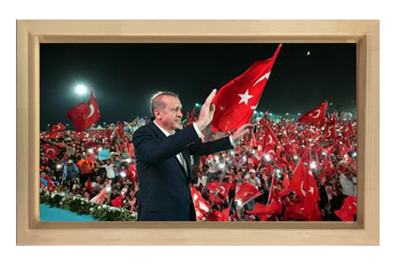 Sayın: Recep Tayyip Erdoğan Tablosu Naturel Ahşap Çerçeve - 40x60