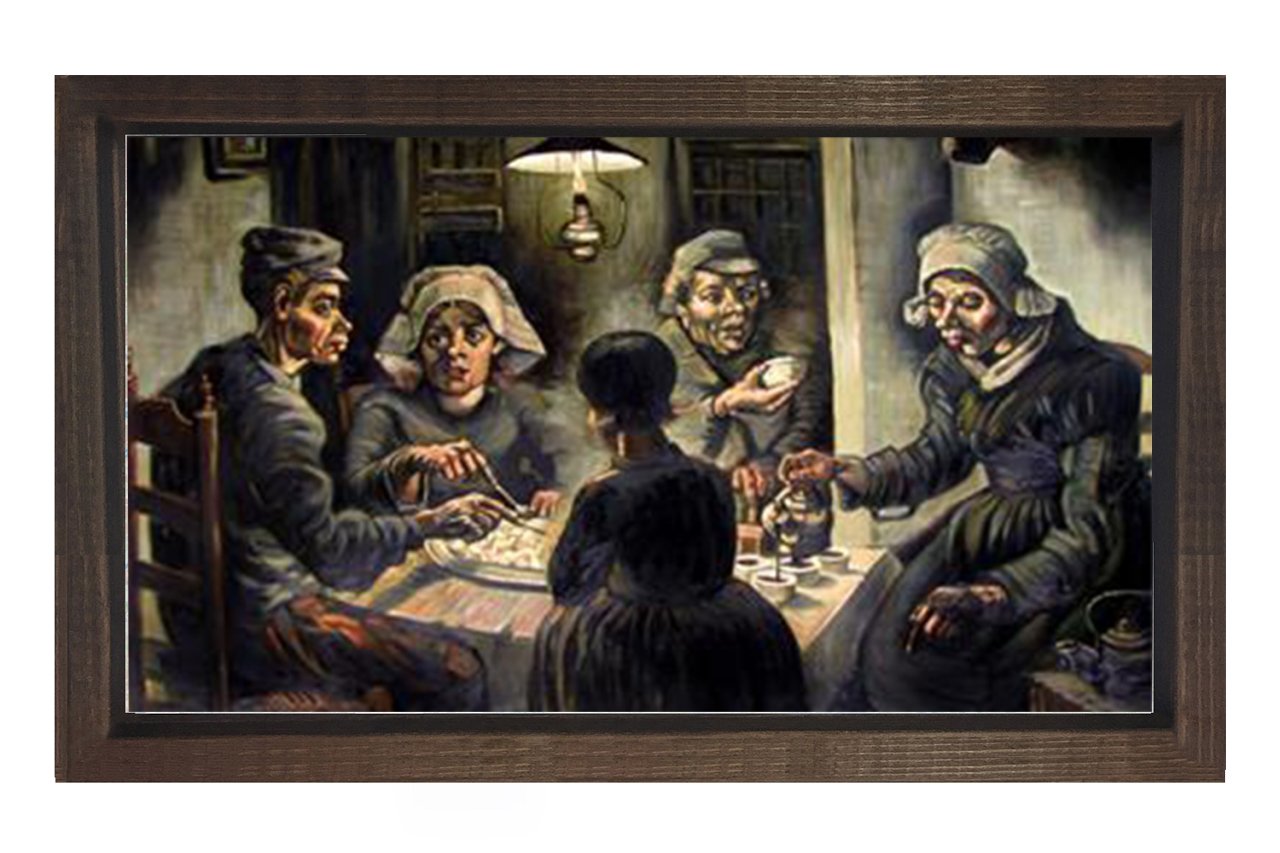 Patates Soyucuları Tablosu Kahverengi Ahşap Çerçeve - 45x30