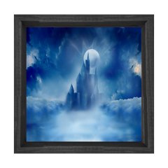 Gökyüzü Kalesi Tablosu Siyah Ahşap Çerçeve - 50x90