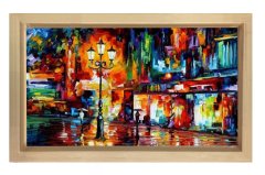 Gece Şehir Reprödiksiyon Tablosu Naturel Ahşap - 100x150