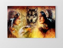 Kurt Ve Kızılderililer Tablosu Çerçevesiz - 100x150