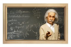 Albert Einstein ve Formüller Tablosu Naturel Ahşap Çerçeve - 50x70